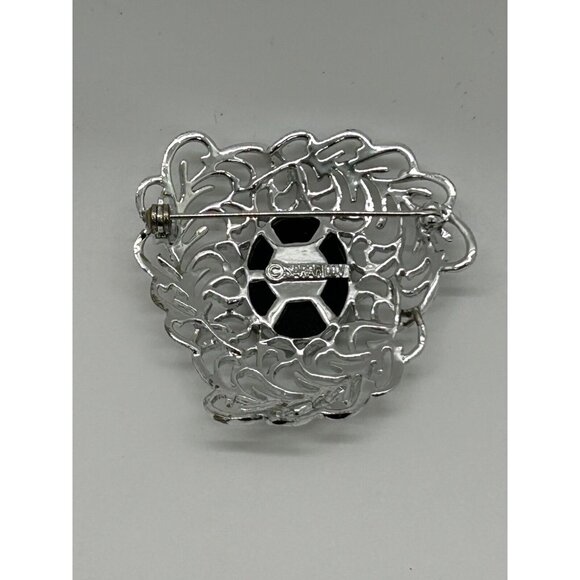 Vintage Sarah Coventry Silver-Tone Brooch With Blue Acrylic Center Filigree Desi - Picture 7 of 9